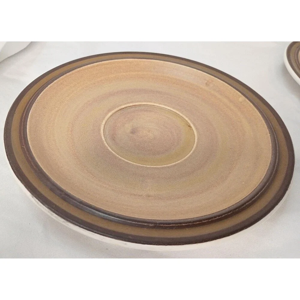Set of 2 Electra Casual Ceram Stoneware Saucers Camero Brown